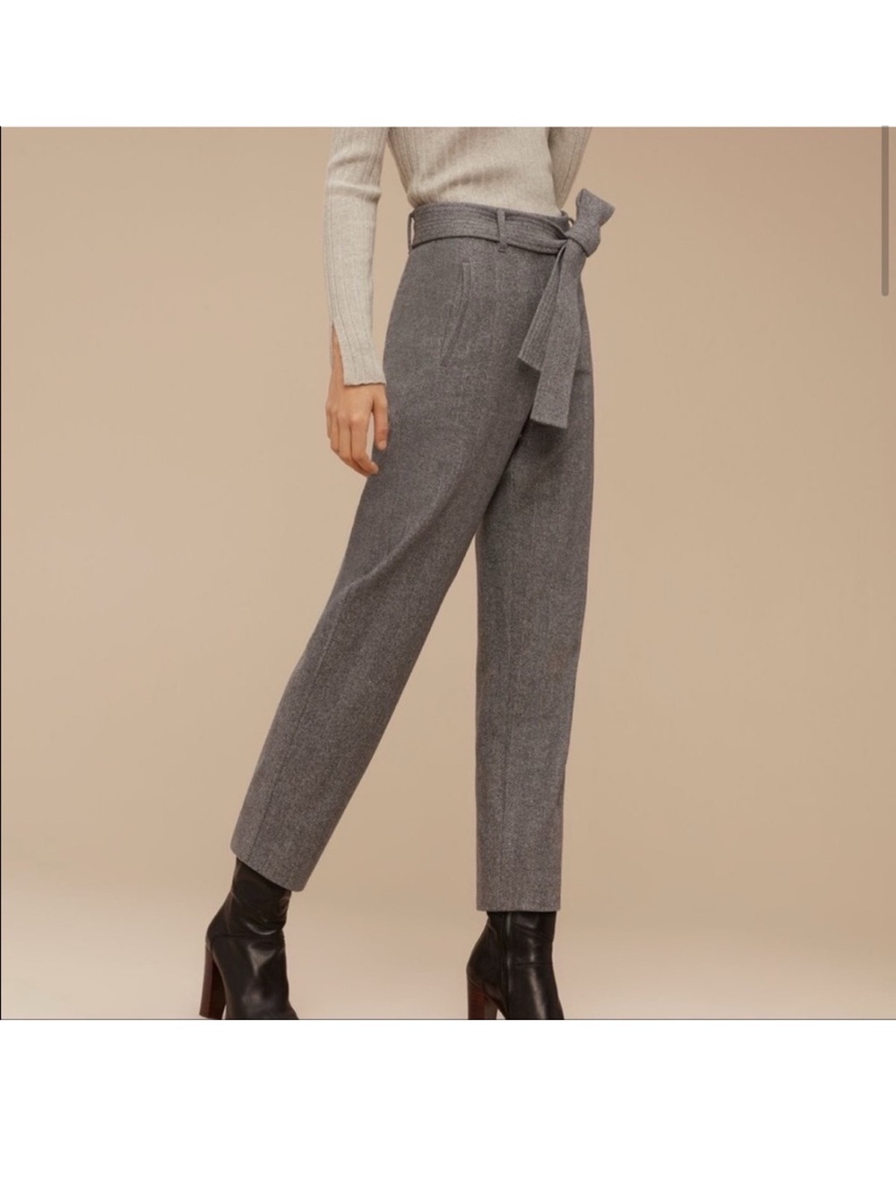 NWT Wilfred Aritzia Jallade Wool Blend  Belted Trousers